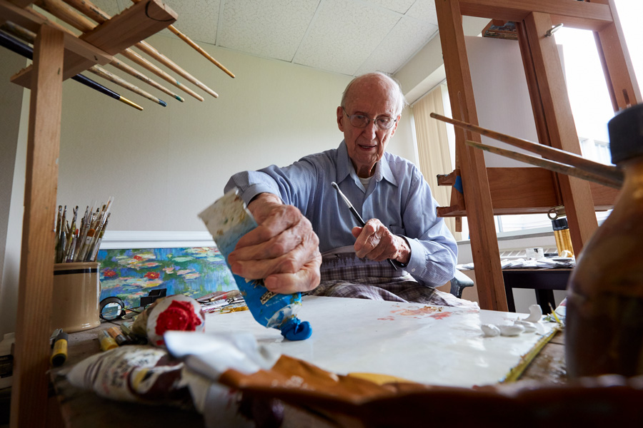 Brother James Small, SJ, continues his hobby of painting portraits and scenes. “Painting is a great hobby and I can’t pray all day long anyway,” says Br. Small. “I look forward to going to my easel every day.”