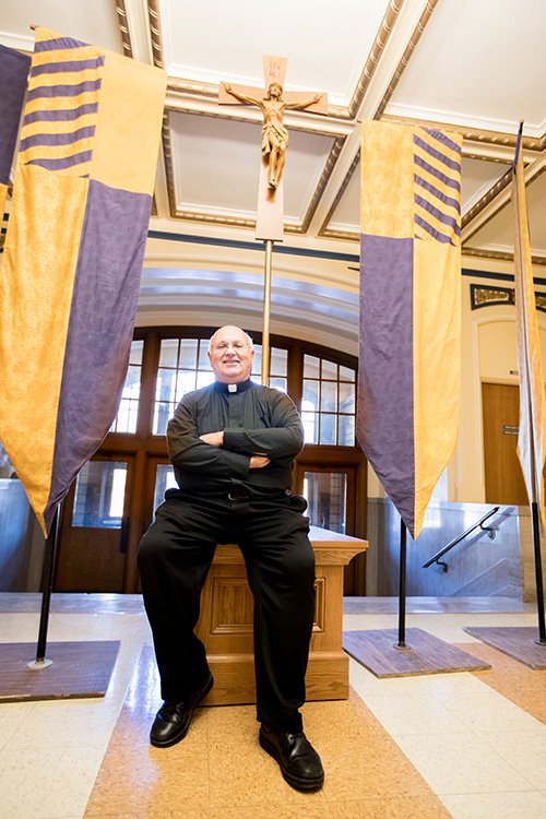 Fr. Frank Majka, SJ, at Marquette University High School in Milwaukee. Photo: Jeff Zmania  SP2017 Jesuits Magazine